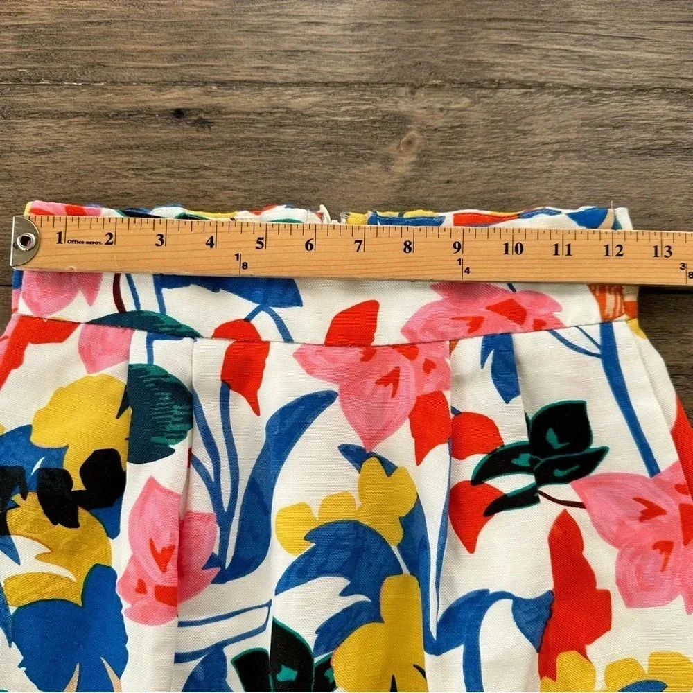 J crew size 0 Linen Blend Morning Floral‎ Midi Skirt Lined Spring Easter F2864